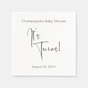 Es ist Twins Modern Script Baby Shower Serviette