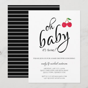 Es ist Twins Modern Typografy Cherry Baby Shower Einladung