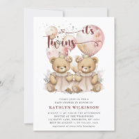 ES IST TWINS Pink Balloons Teddy Bears Baby Dusche