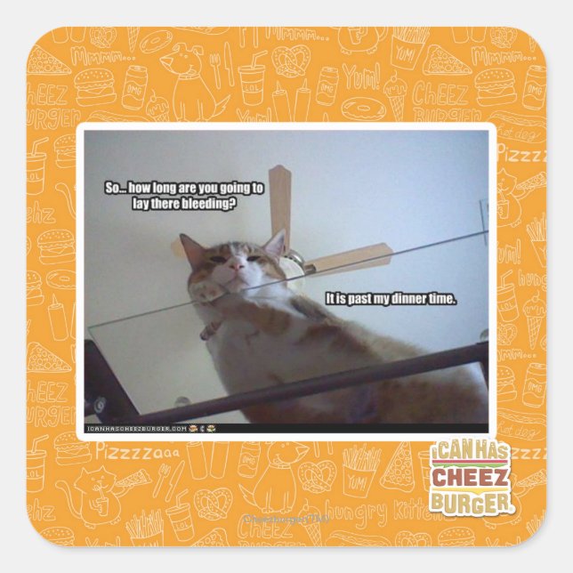 Es ist vorbei an meinem Abendessen Quadratischer Aufkleber (Vorderseite)