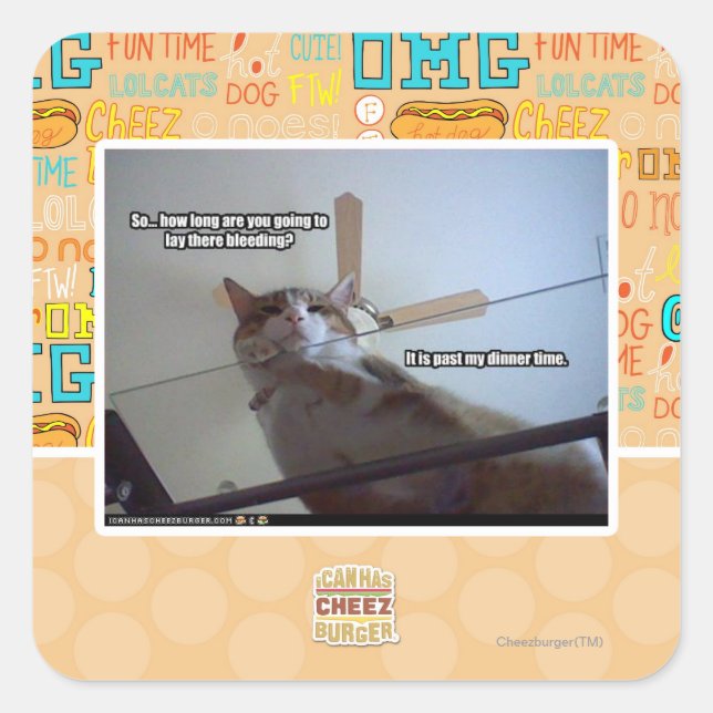 Es ist vorbei an meinem Abendessen Quadratischer Aufkleber (Vorderseite)