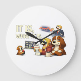 Es ist was es ist – Lustige Hunde-Illustration  Große Wanduhr