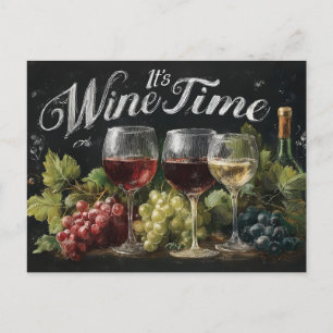"Es ist Weinzeit" Rustikale Tafel Kunst Feiertagspostkarte