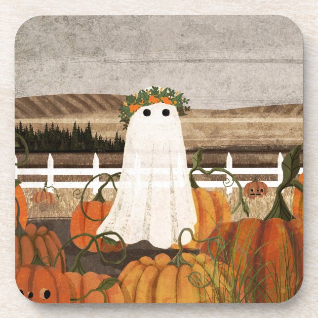 Es ist wieder ein Geist im Kürbisgepäck Getränkeuntersetzer (Vorderseite)