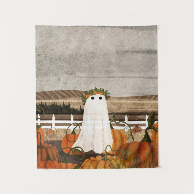 Es ist wieder ein Geist im Kürbisgepäck Wandteppich (Vorderseite)