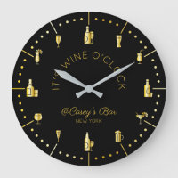 Es ist Wine O’Clock Elegant Gold Black Monogram