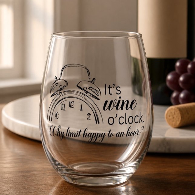 Es ist Wine O'Clock Weinglas Ohne Stiel (Von Creator hochgeladen)