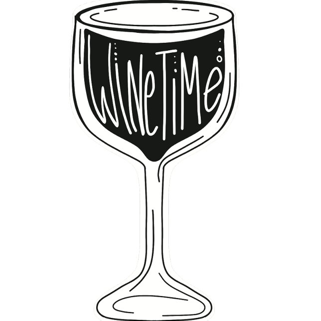 Es ist Wine Time Schwarz-Weiß-Aufkleber Aufkleber (Von Creator hochgeladen)