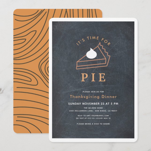 Es ist Zeit für das Abendessen mit Piek Chalkboard Einladung (Vorne/Hinten)