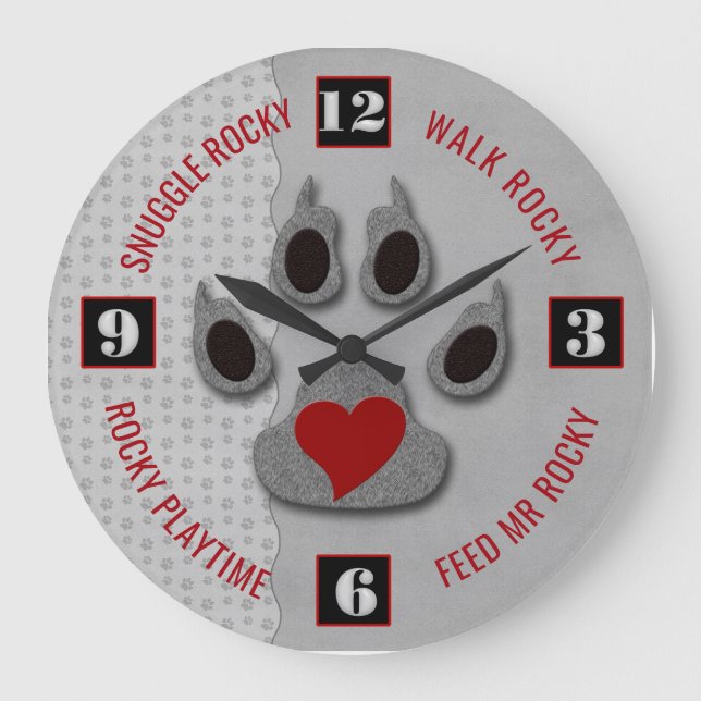 Es ist Zeit für die Heimtiere Große Wanduhr (Vorderseite)