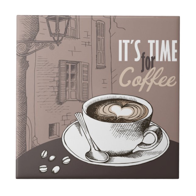 Es ist Zeit für Kaffee Fliese (Vorderseite)