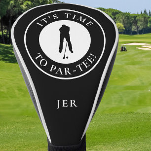 Es ist Zeit für Par-Tee Schwarz-Weiß-Monogramm Golf Headcover