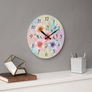 Es ist Zeit für Tie-Dye-Blumen zum Blühen Große Wanduhr