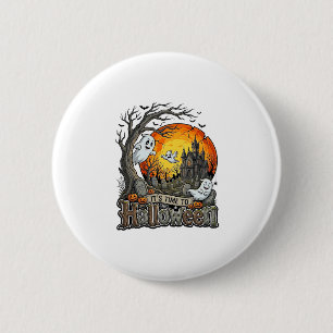 Es ist Zeit Halloween Spukhaus Friedhof Gruselig  Button
