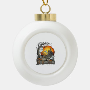 Es ist Zeit Halloween Spukhaus Friedhof Gruselig Keramik Kugel-Ornament