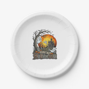 Es ist Zeit Halloween Spukhaus Friedhof Gruselig  Pappteller