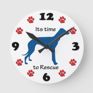 Es ist Zeit, Windhunde zu retten Runde Wanduhr