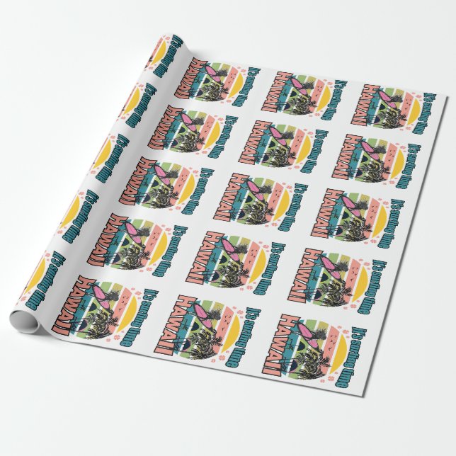 Es ist Zeit zu surfen - Hawaii Geschenkpapier (Ungerollt)