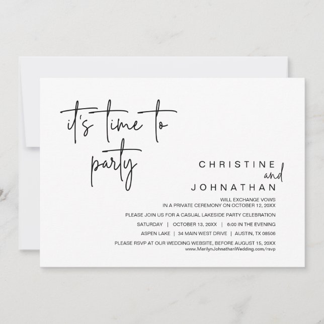 Es ist Zeit zum Party, zum Hochzeitsessen. Einladung (Vorderseite)