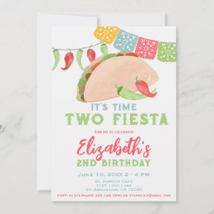 Es ist Zeit zwei Fiesta 2 Jahre alt Geburtstag Einladung
