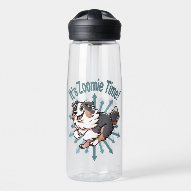 Es ist Zoomie Time Australian Shepherd Trinkflasche (Vorne)