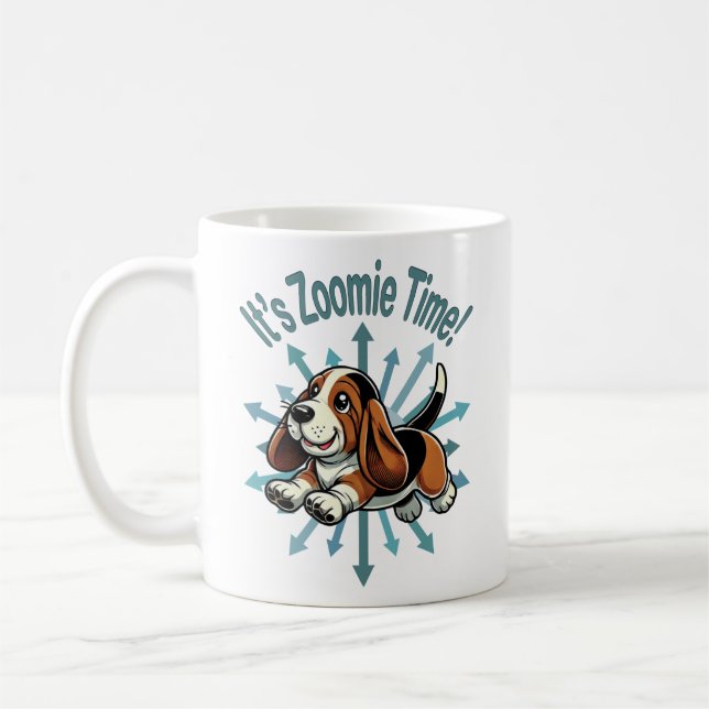 Es ist Zoomie Time Basset Hound Kaffeetasse (Links)
