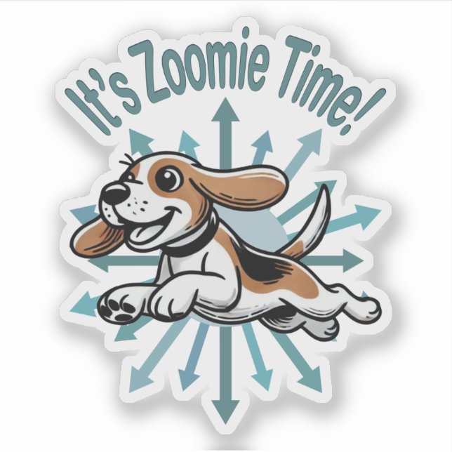 Es ist Zoomie Time Beagle Aufkleber (Vorderseite)