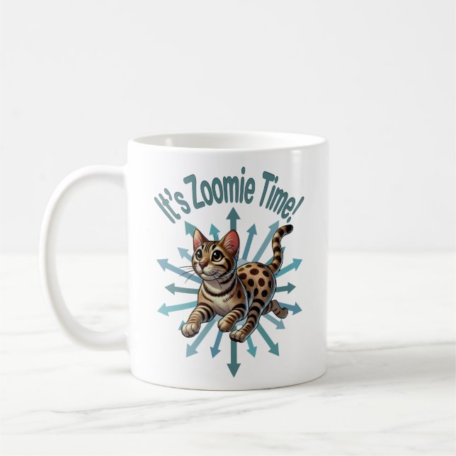 Es ist Zoomie Time Bengalisch Cat Kaffeetasse (Links)