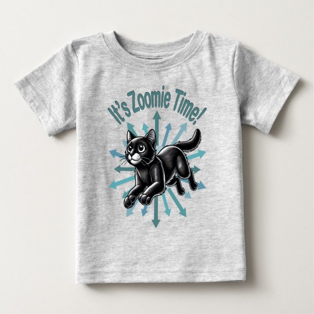 Es ist Zoomie Time Black Cat Baby T-shirt (Vorderseite)