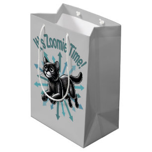 Es ist Zoomie Time Black Cat Mittlere Geschenktüte