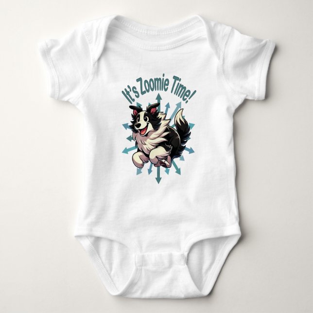 Es ist Zoomie Time Border Collie Baby Strampler (Vorderseite)