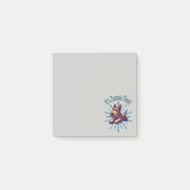 Es ist Zoomie Time Brown Scotty Post-it Klebezettel (Vorderseite)