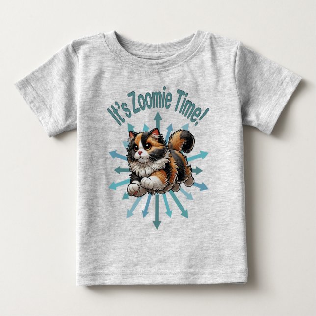 Es ist Zoomie Time Calico Cat Baby T-shirt (Vorderseite)