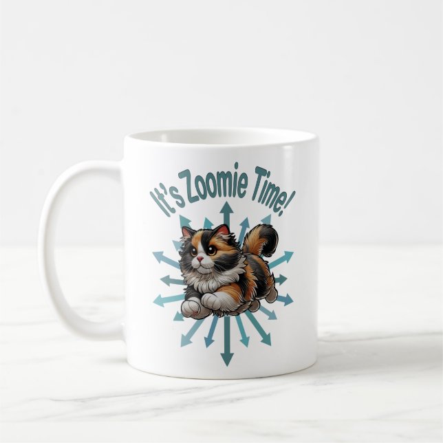 Es ist Zoomie Time Calico Cat Kaffeetasse (Links)