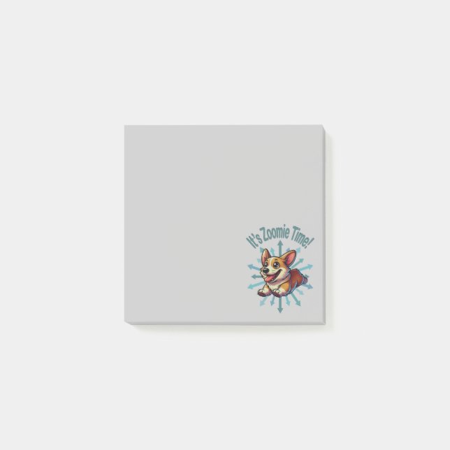Es ist Zoomie Time Corgi Post-it Klebezettel (Vorderseite)