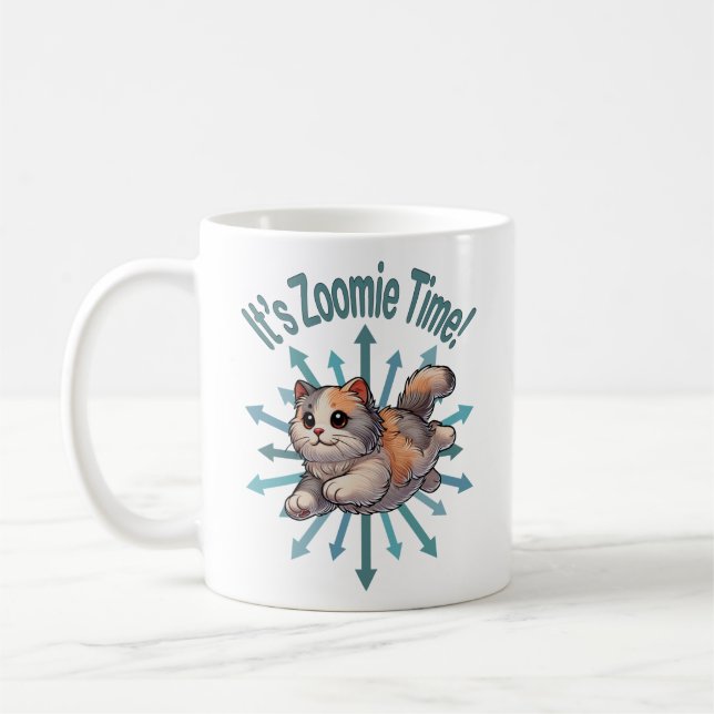 Es ist Zoomie Time Dilute Calico Cat Kaffeetasse (Links)