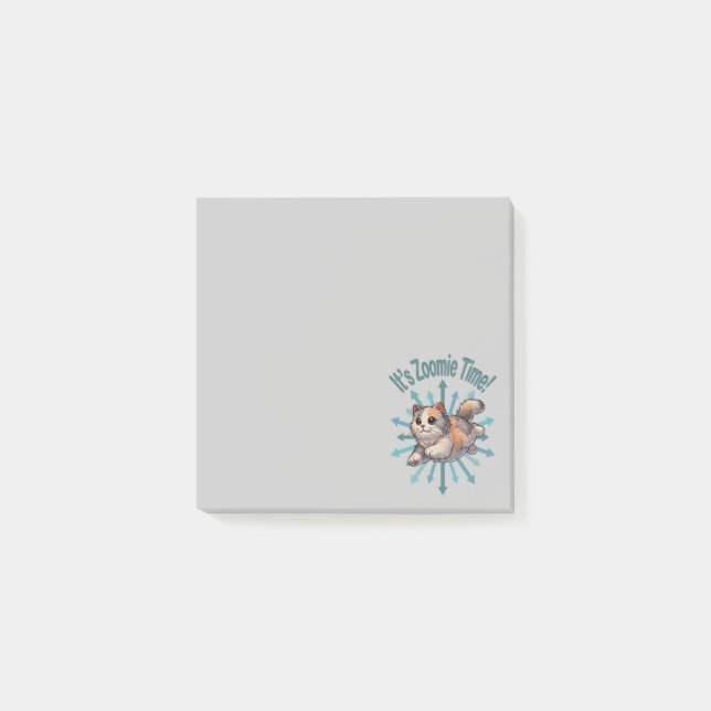 Es ist Zoomie Time Dilute Calico Cat Post-it Klebezettel (Vorderseite)