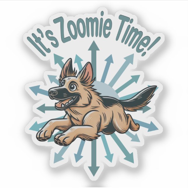 Es ist Zoomie Time German Shepherd Aufkleber (Vorderseite)