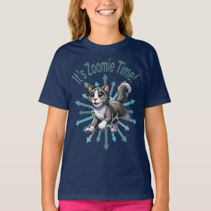 Es ist Zoomie Time Gray Bicolor Cat T-Shirt