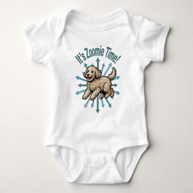 Es ist Zoomie Time Labradoodle Baby Strampler (Vorderseite)