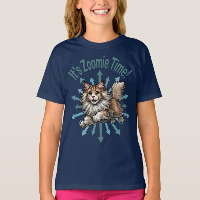 Es ist Zoomie Time Maine Coon Cat T-Shirt (Vorderseite)