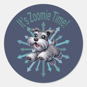 Es ist Zoomie Time Miniature Schnauzer Runder Aufkleber