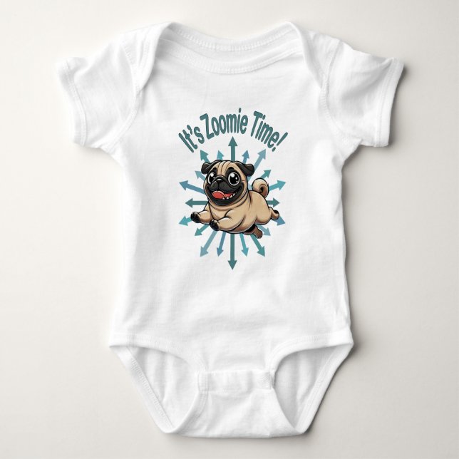 Es ist Zoomie Time Mops Baby Strampler (Vorderseite)