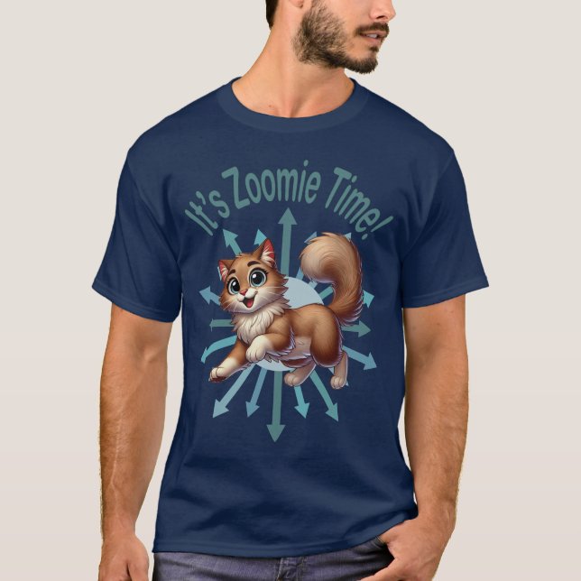 Es ist Zoomie Time Niedlich Brown & White Cat T-Shirt (Vorderseite)