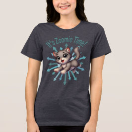 Es ist Zoomie Time Niedlich Gray & White Cat Tri-Blend Shirt