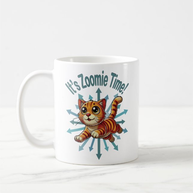 Es ist Zoomie Time Orange Tabby Cat Kaffeetasse (Links)