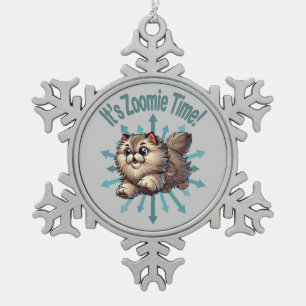 Es ist Zoomie Time Persian Cat Schneeflocken Zinn-Ornament