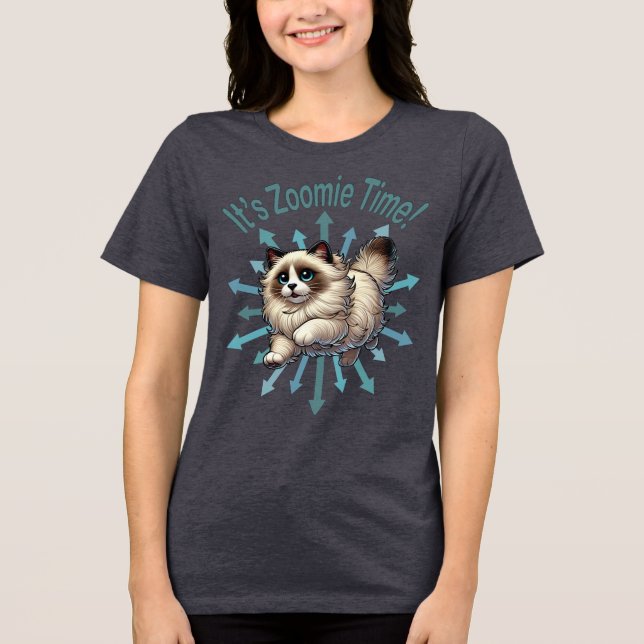 Es ist Zoomie Time Ragdoll Cat Tri-Blend Shirt (Vorderseite)