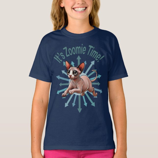 Es ist Zoomie Time Sphynx Cat T-Shirt (Vorderseite)