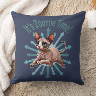 Es ist Zoomie Time Sphynx Katze Kissen